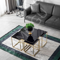 Kare Pizza Orta Sehpa Siyah Cam