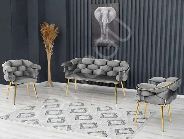 Balon Çay Seti 2+1+1 Gri