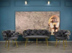 Balon Çay Seti 2+1+1 Antrasit Gri