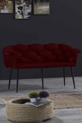 Balon Çay Seti 2+1+1 Bordo - Siyah İskelet