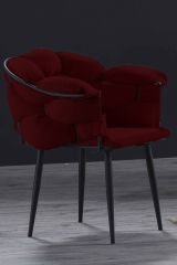 Balon Çay Seti 2+1+1 Bordo - Siyah İskelet