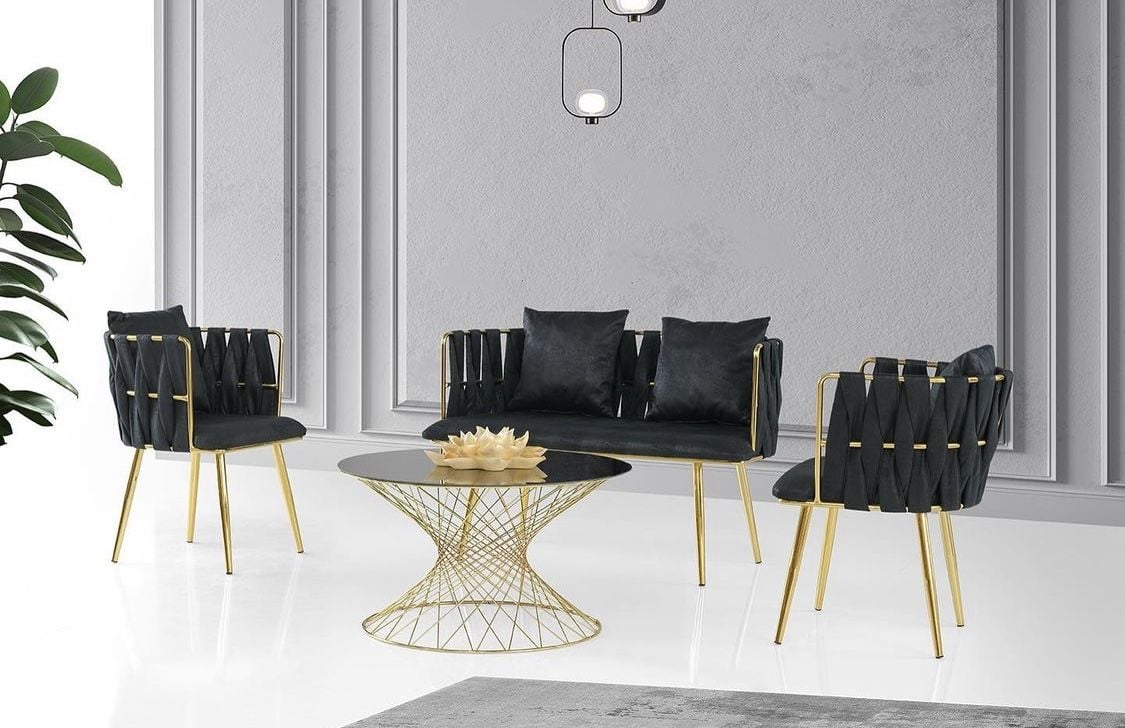 Örgü Çay Seti 2+1+1 Siyah