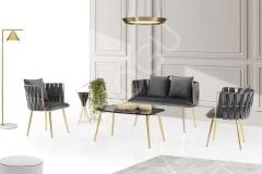 Örgü Çay Seti 2+1+1 Antrasit Gri