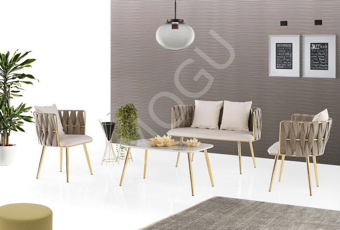 Örgü Çay Seti 2+1+1 Açık Kahve