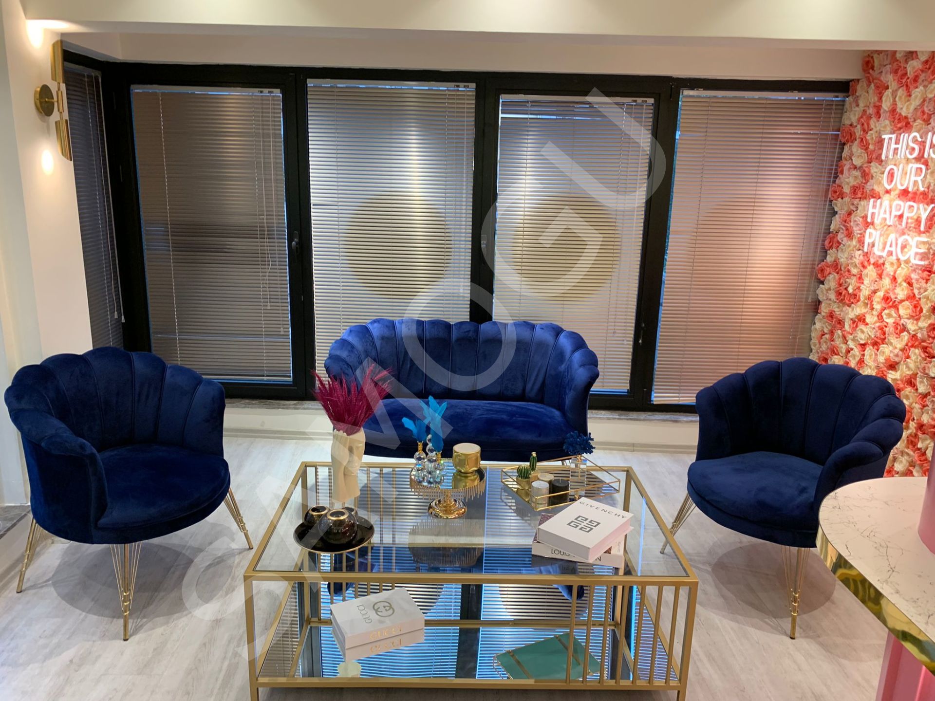 Papatya Çay Seti 2+1+1 Lacivert