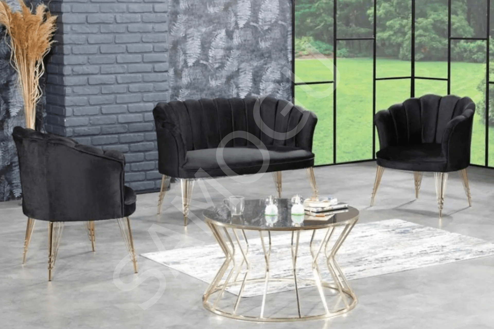 Papatya Çay Seti 2+1+1 Siyah