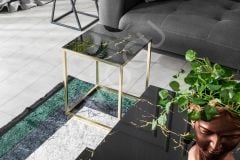 Kare Pizza Orta Sehpa Siyah Mermer Desen