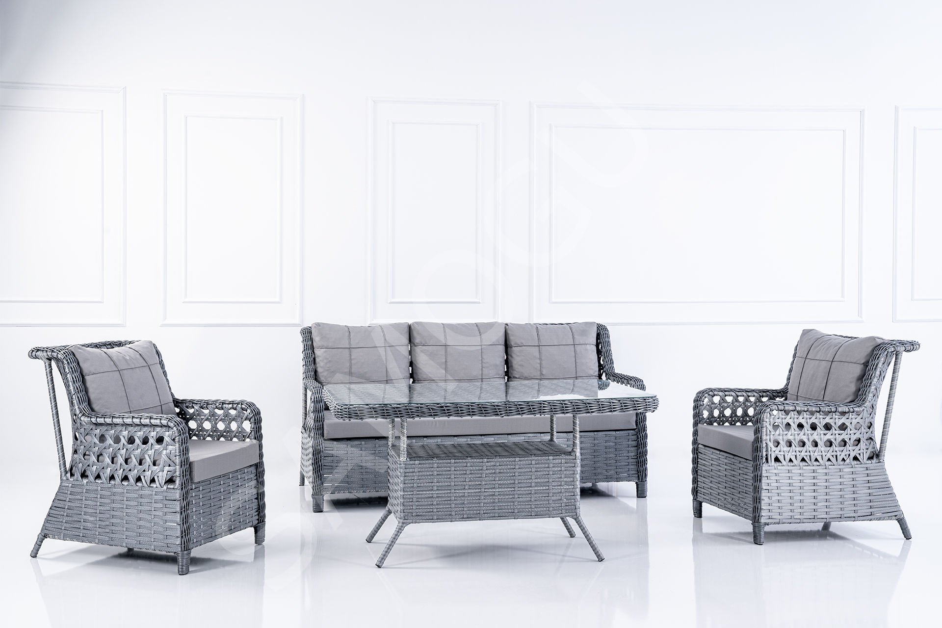 Dimaze Bahçe Seti 3 + 1 + 1 + Masa + 2 Puf