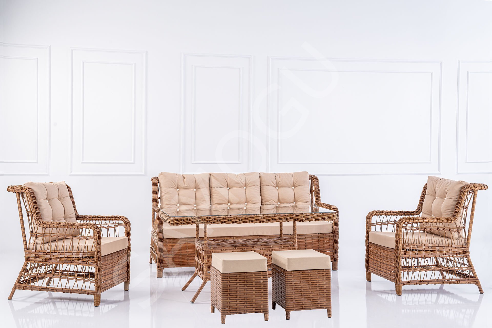 Sinemis Bahçe Seti 3 + 1 + 1 + Masa + 2 Puf