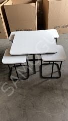 Kare Pizza Orta Sehpa Radüslü 4+1 Beyaz Renk Ahşap Yüzey