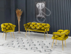 Balon Çay Seti 2+1+1 Hardal Sarı