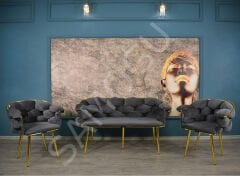 Balon Çay Seti 2+1+1 Antrasit Gri