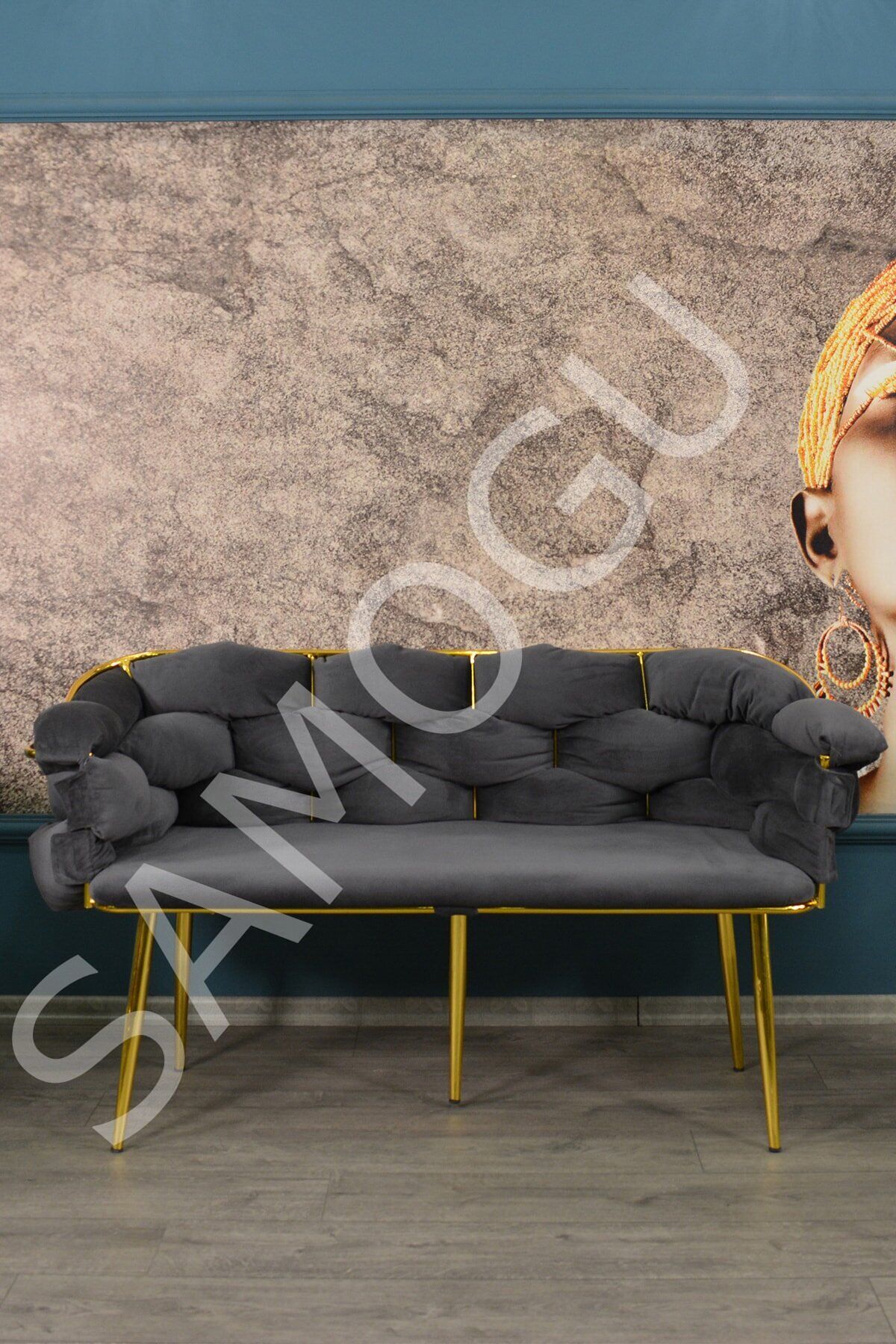 Balon Çay Seti 2+1+1 Antrasit Gri İkili